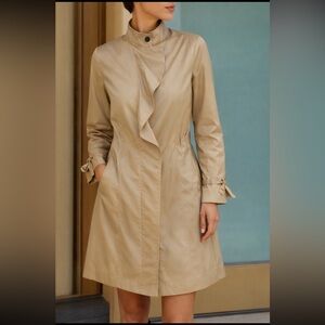 Ruffled Trench/Rain coat Cole Haan XS Tan/Beige